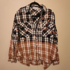 RARE Wildfox Plaid Shirt with Orange Accents